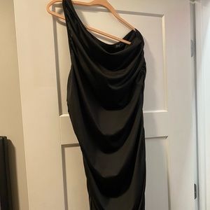 Plus one shoulder ruched bodycon dress